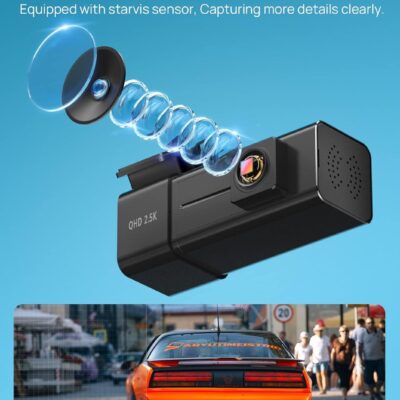 Dash Cam WiFi 2.5K 1440P Front Dash Camera for Cars, E-YEEGER Car Camera Mini Dashcams with App, Night Vision, 24H Parking Mode, G-Sensor, Loop Recording, Free 32G Card, Support 256GB Max, Black