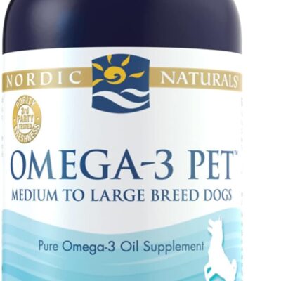 Nordic Naturals Omega-3 Pet, Unflavored – 8 oz – 1518 mg Omega-3 Per Teaspoon – Fish Oil for Medium to Large Dogs with EPA & DHA – Promotes Heart, Skin, Coat, Joint, & Immune Health