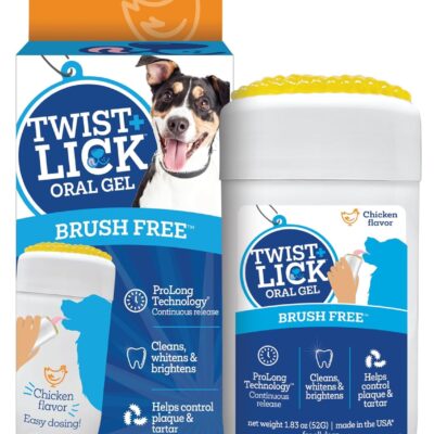 Twist + Lick Dental Treat for Dogs, Dental Gel Cleans Teeth and Gums, Freshens Breath, Chicken Flavor, Fun to Use