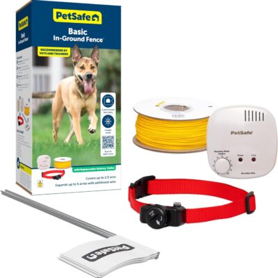 PetSafe Basic In-Ground Pet Fence – from The Parent Company of INVISIBLE FENCE Brand – Underground Electric Pet Fence System with Waterproof and Battery-Operated Training Collar